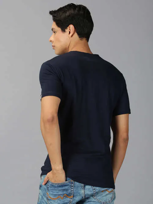 UrGear Printed Men Round Neck Navy T-shirt