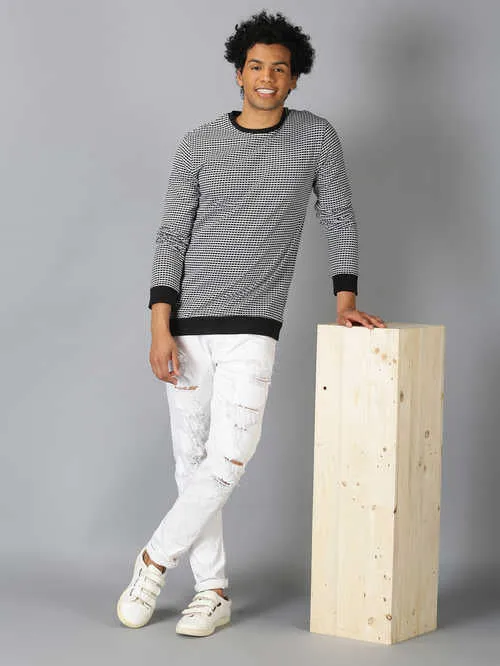 UrGear Striped Men  Round Neck grey Melange T-Shirt