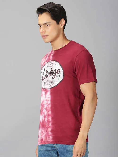 UrGear Tie&Dye Men Round Neck Red T-shirt