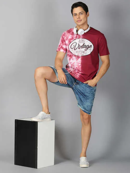 UrGear Tie&Dye Men Round Neck Red T-shirt