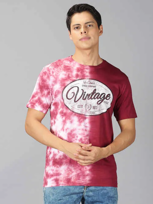 UrGear Tie&Dye Men Round Neck Red T-shirt