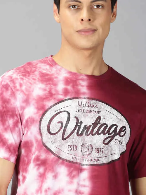 UrGear Tie&Dye Men Round Neck Red T-shirt