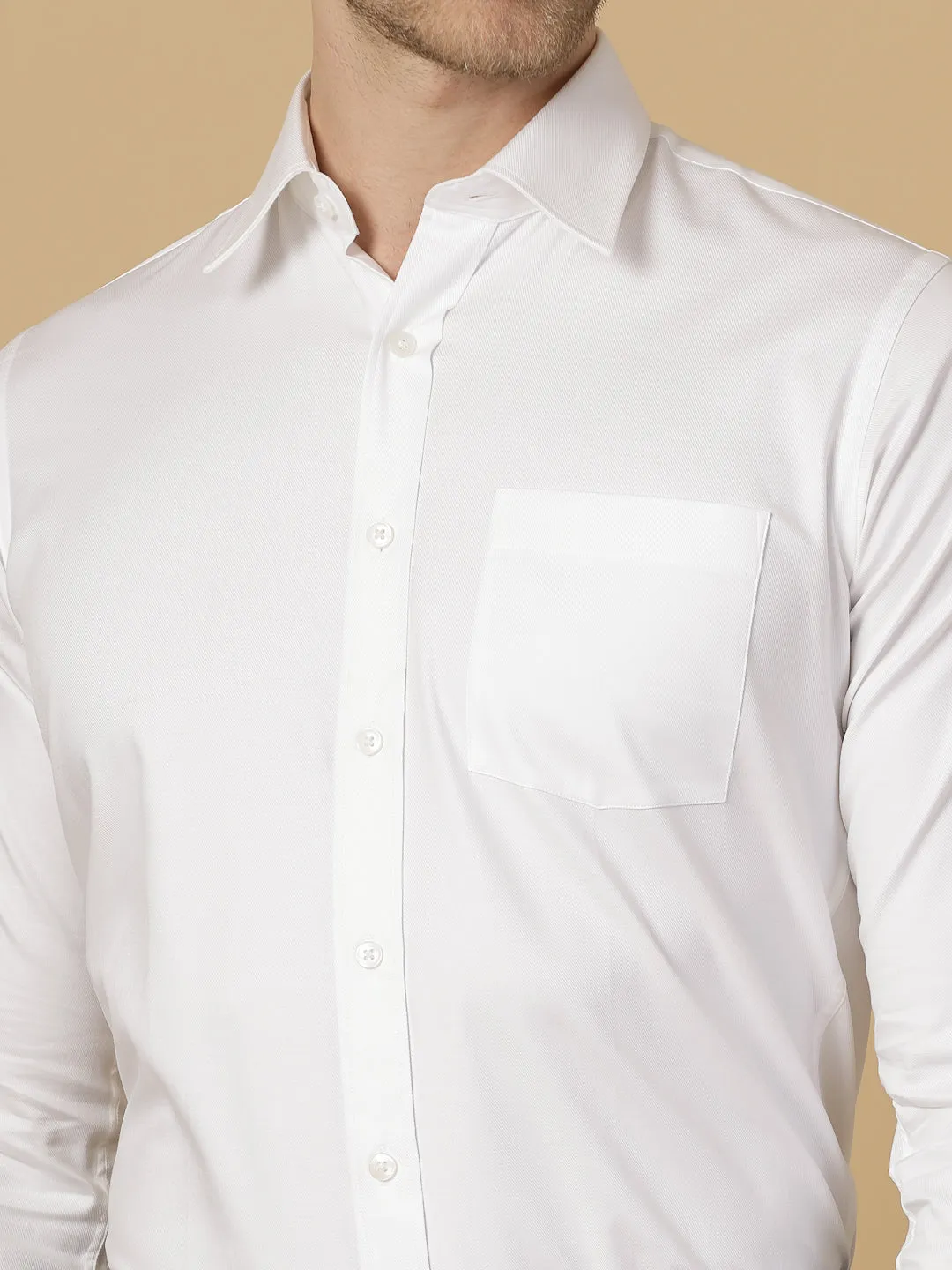 White Cotton Solid Shirt