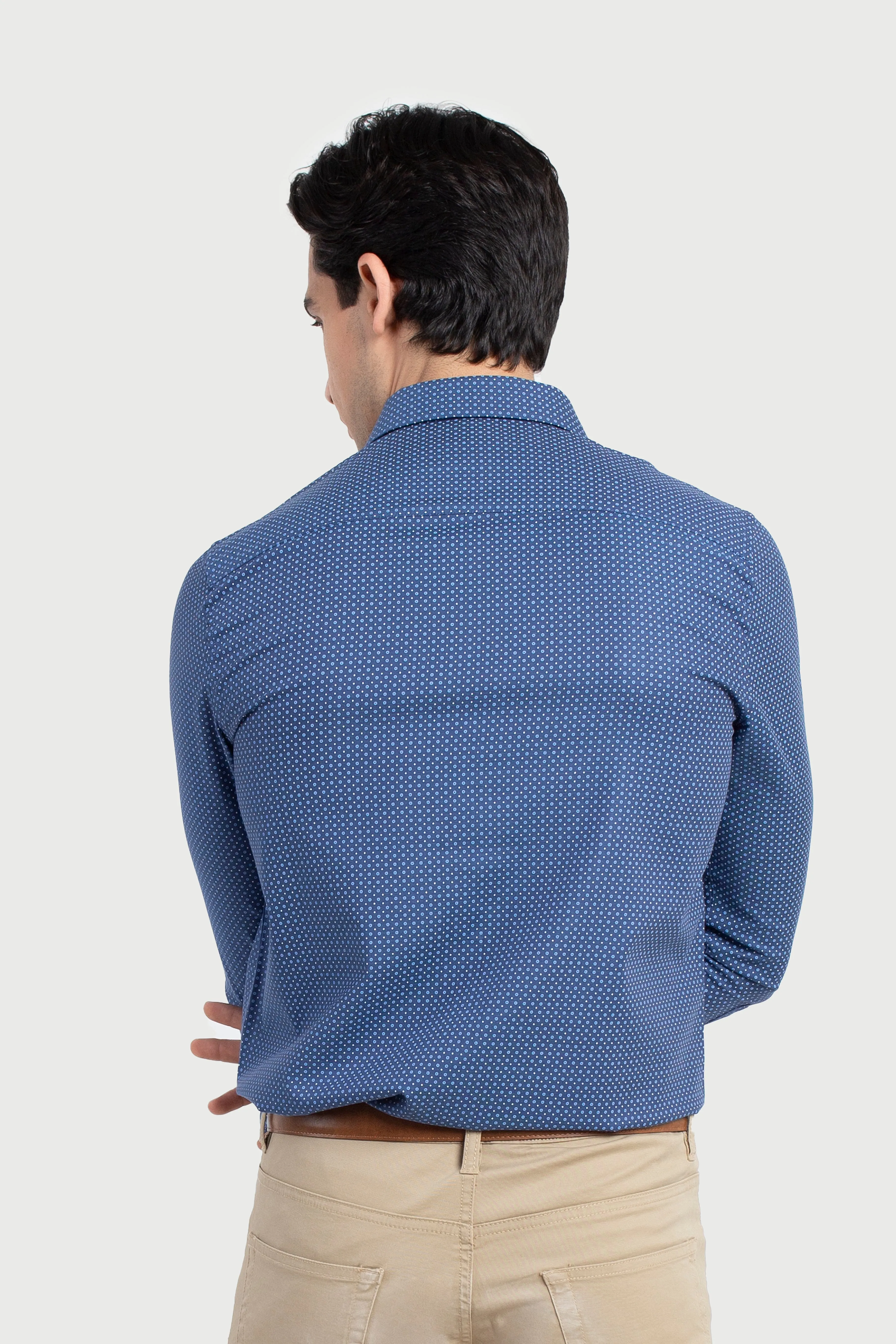 White Pin Dots and Blue Rings Print