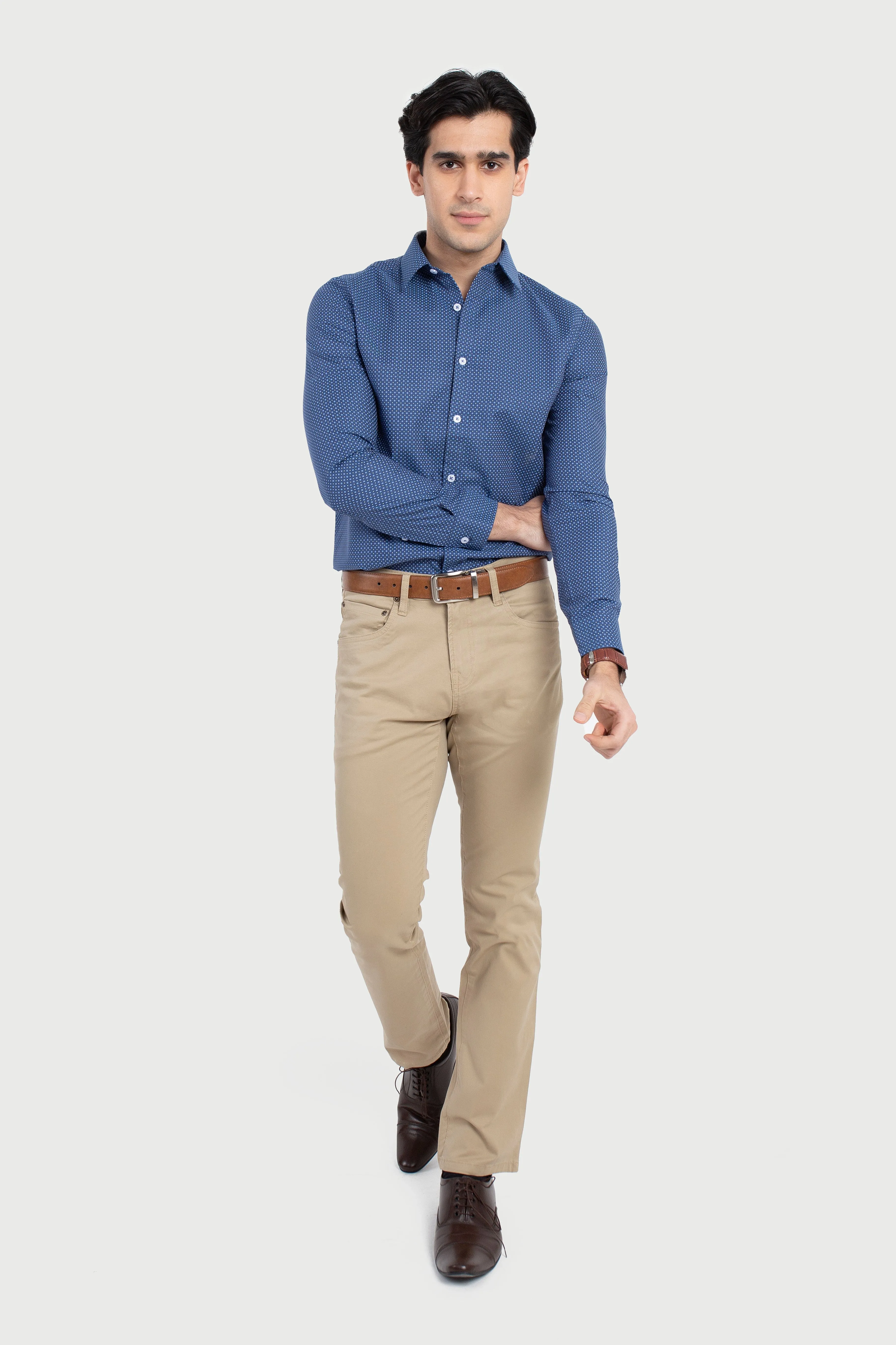 White Pin Dots and Blue Rings Print