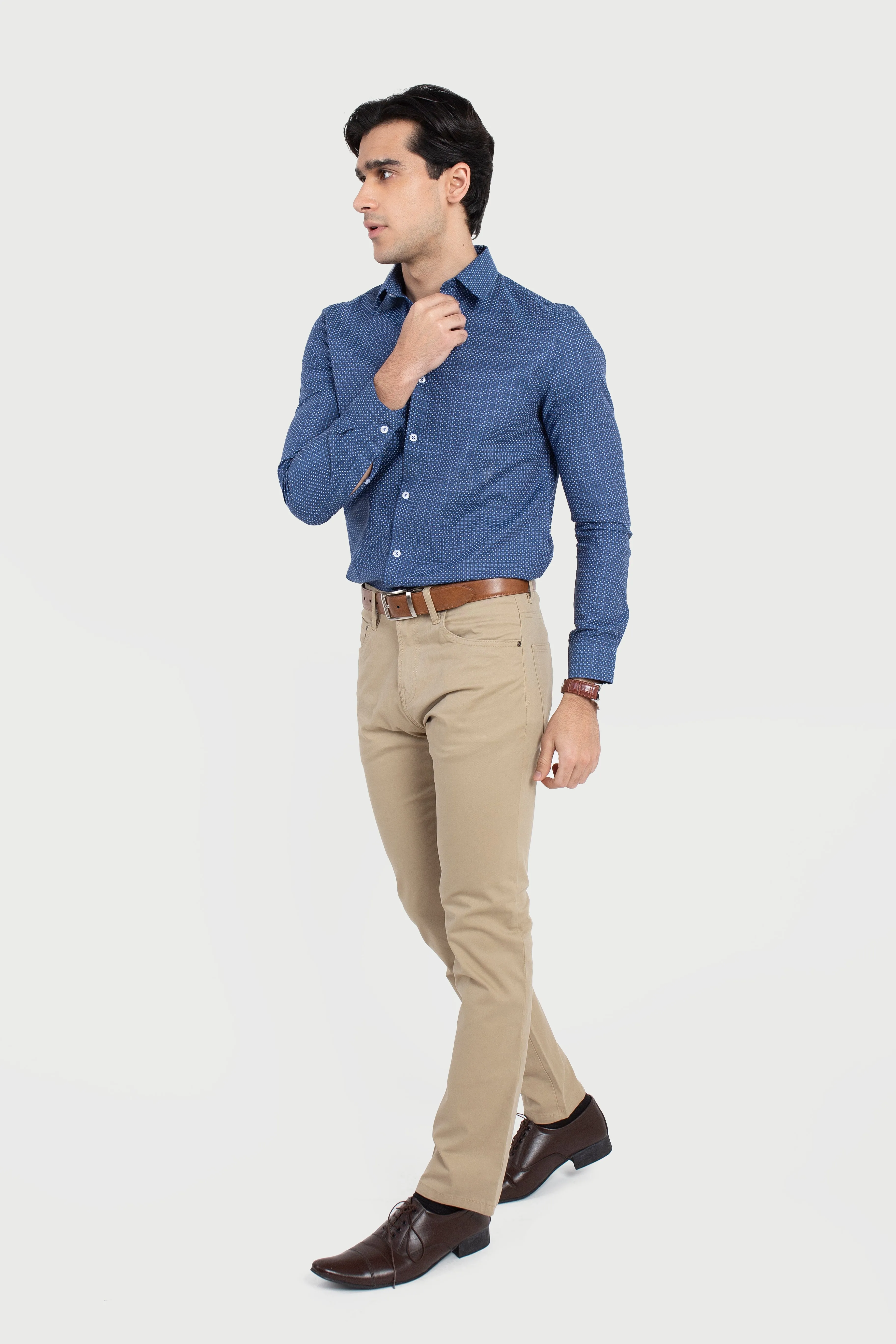 White Pin Dots and Blue Rings Print