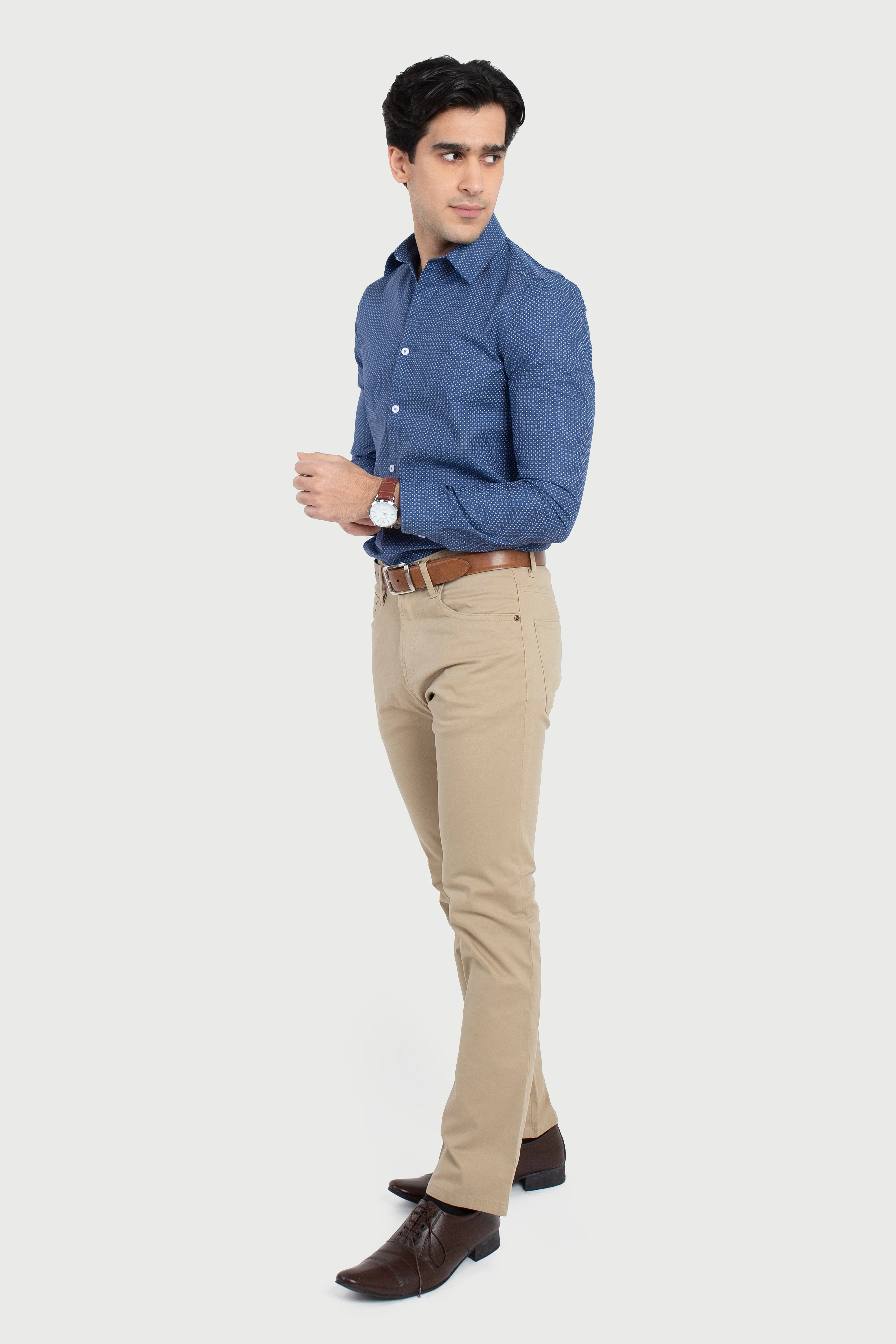 White Pin Dots and Blue Rings Print