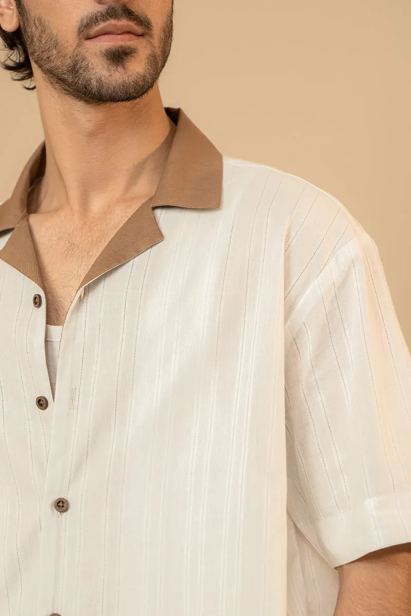 WHITE STRIPED LINEN SHIRT