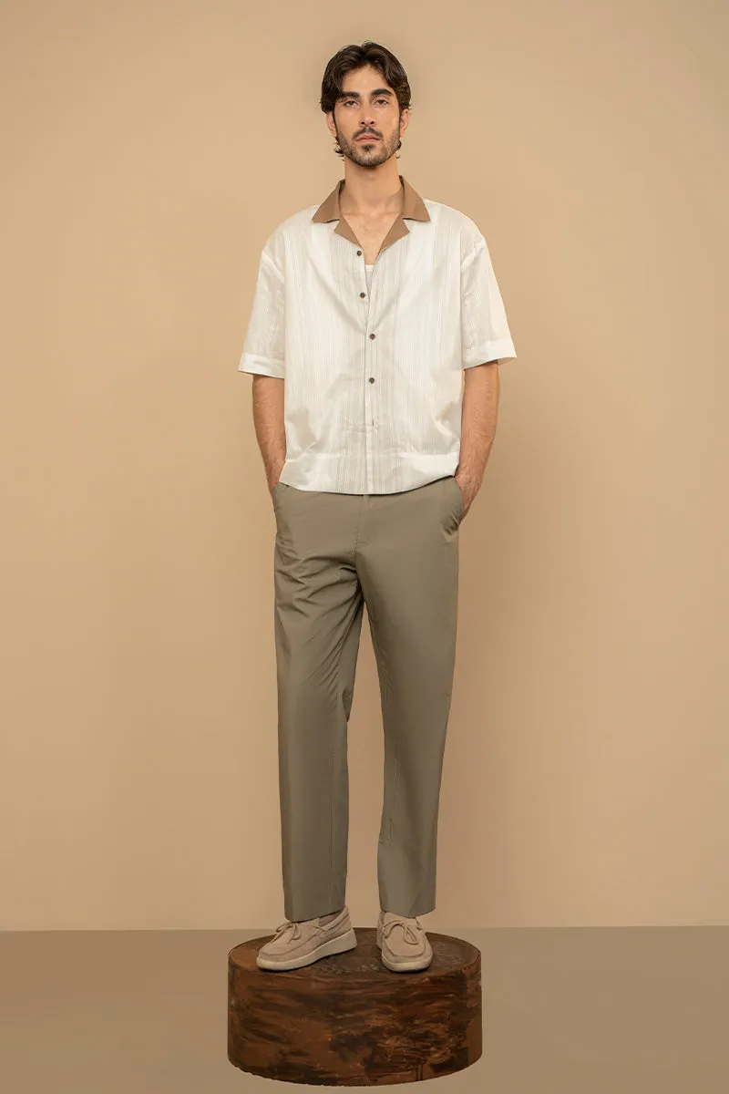 WHITE STRIPED LINEN SHIRT