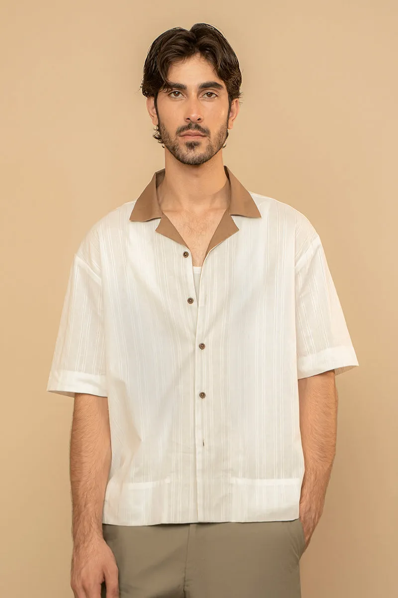WHITE STRIPED LINEN SHIRT