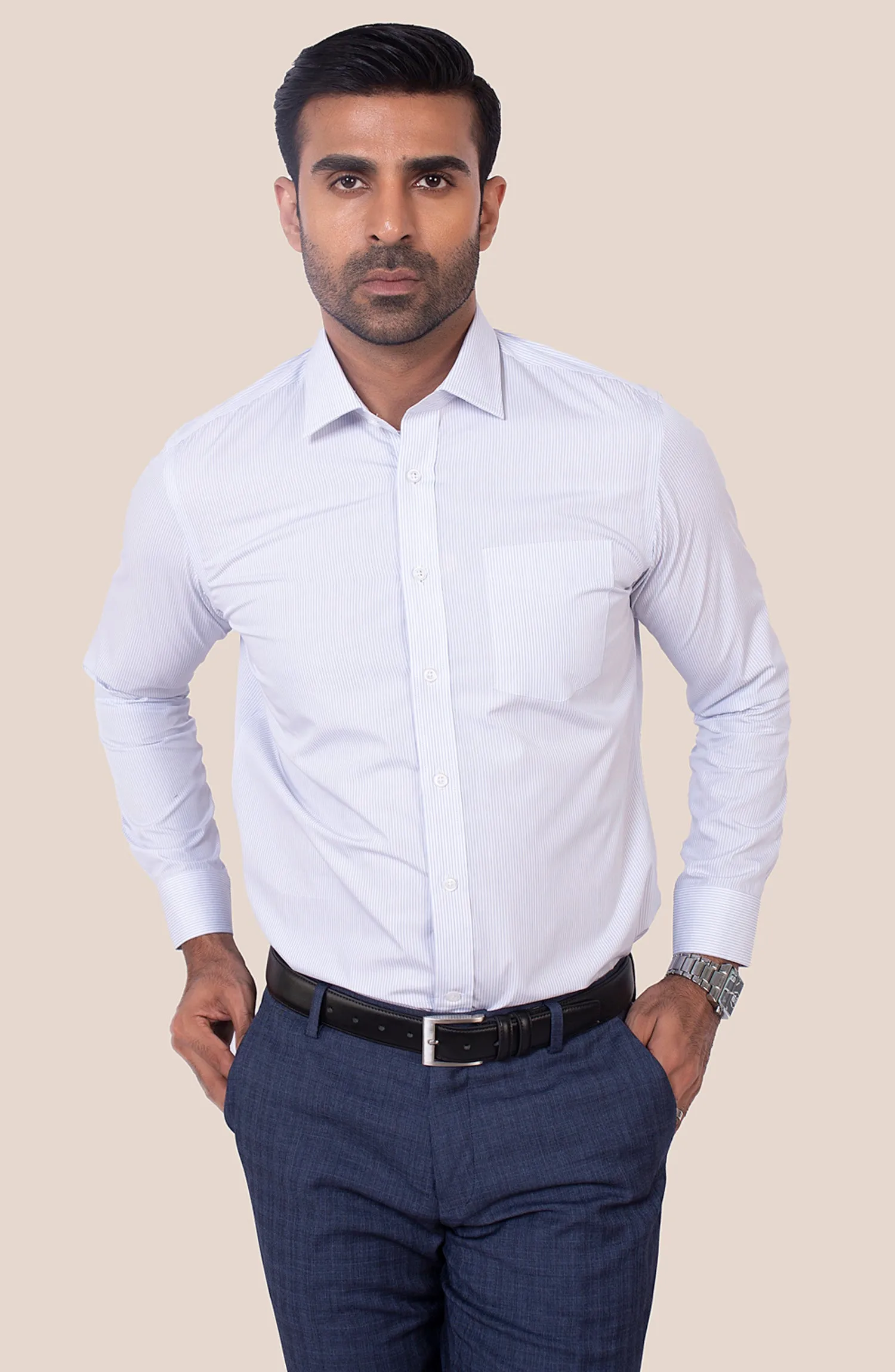 White Stripes Cotton Shirt