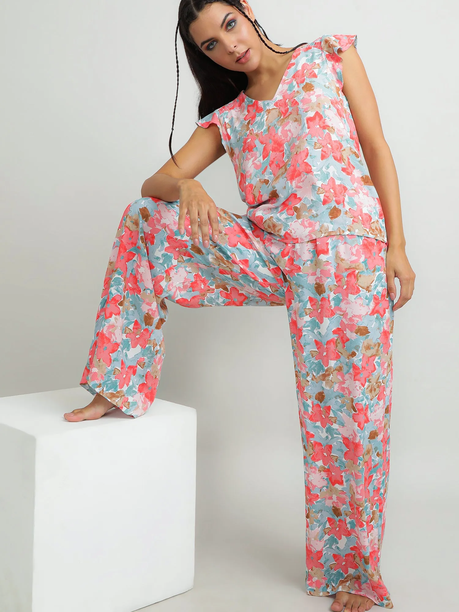 Women Viscose Pink Comfy Pants