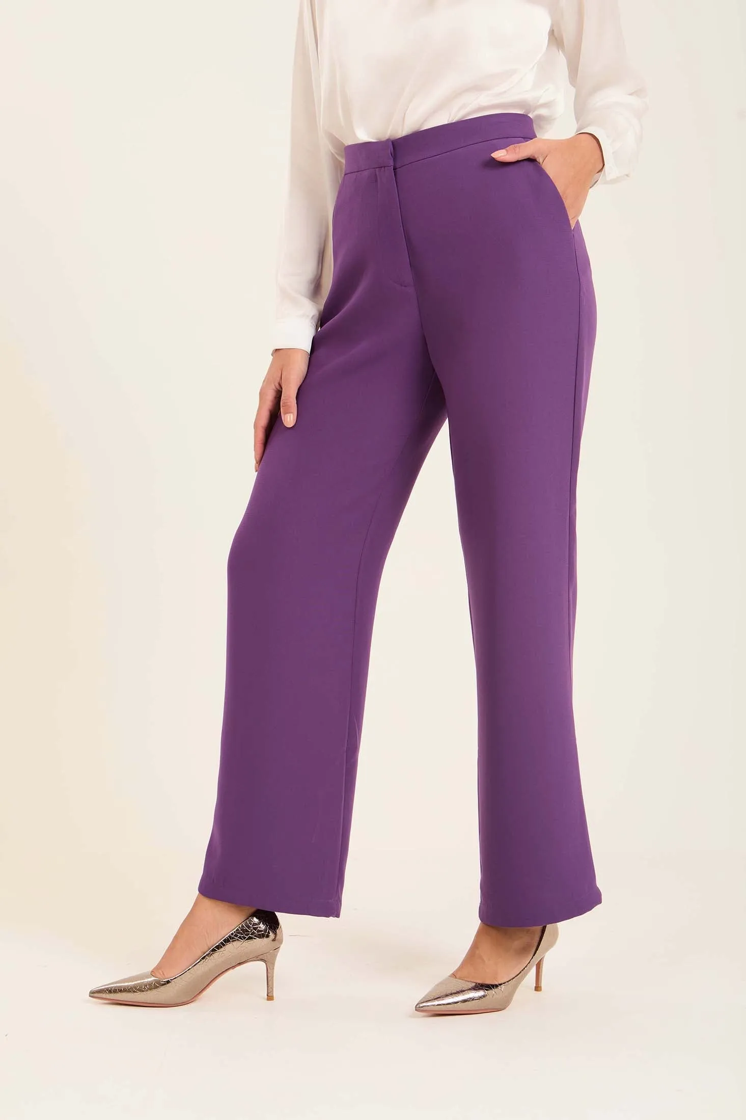 Women Wide Leg Pant - Purple