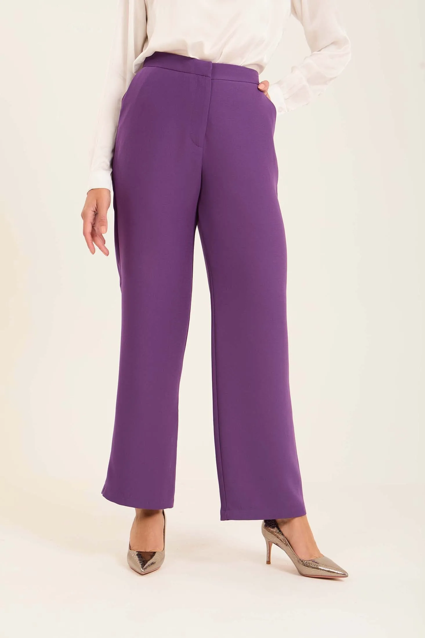 Women Wide Leg Pant - Purple