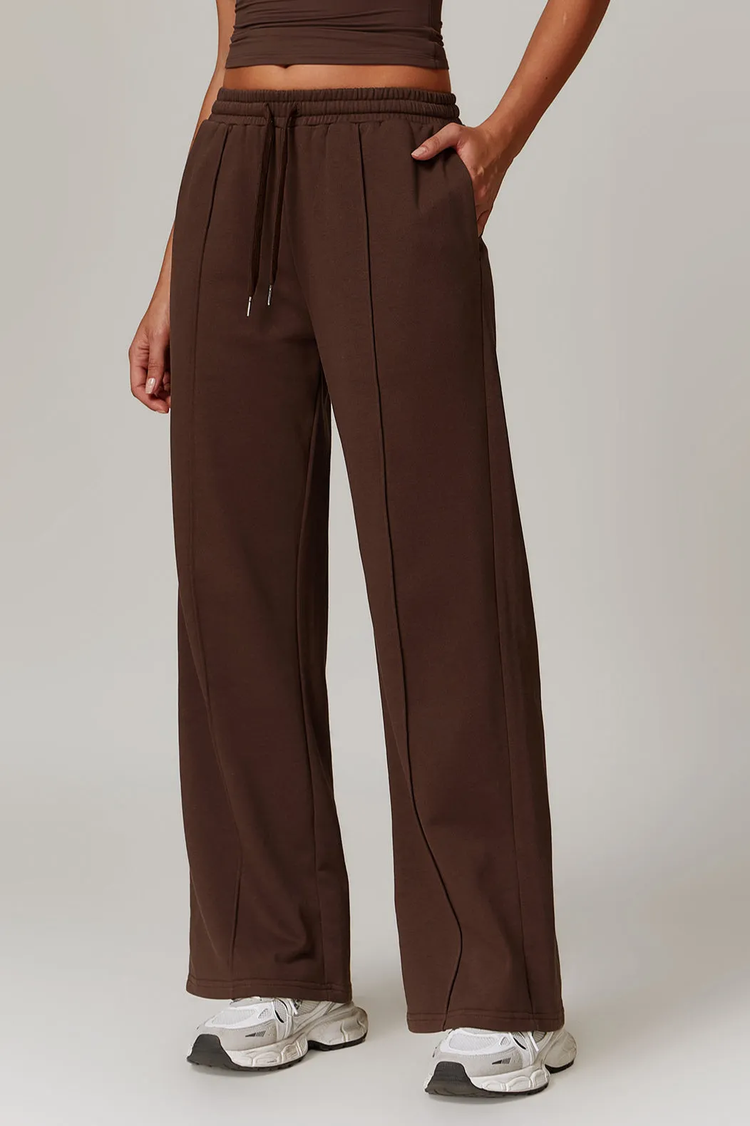 Women's Comfortable Casual Brown Drawstring Trousers for Lounge Wear