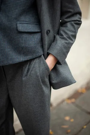 Women's tweed wool tapered barrel-leg pants