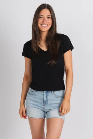 Z Supply modern tri blend v-neck tee black
