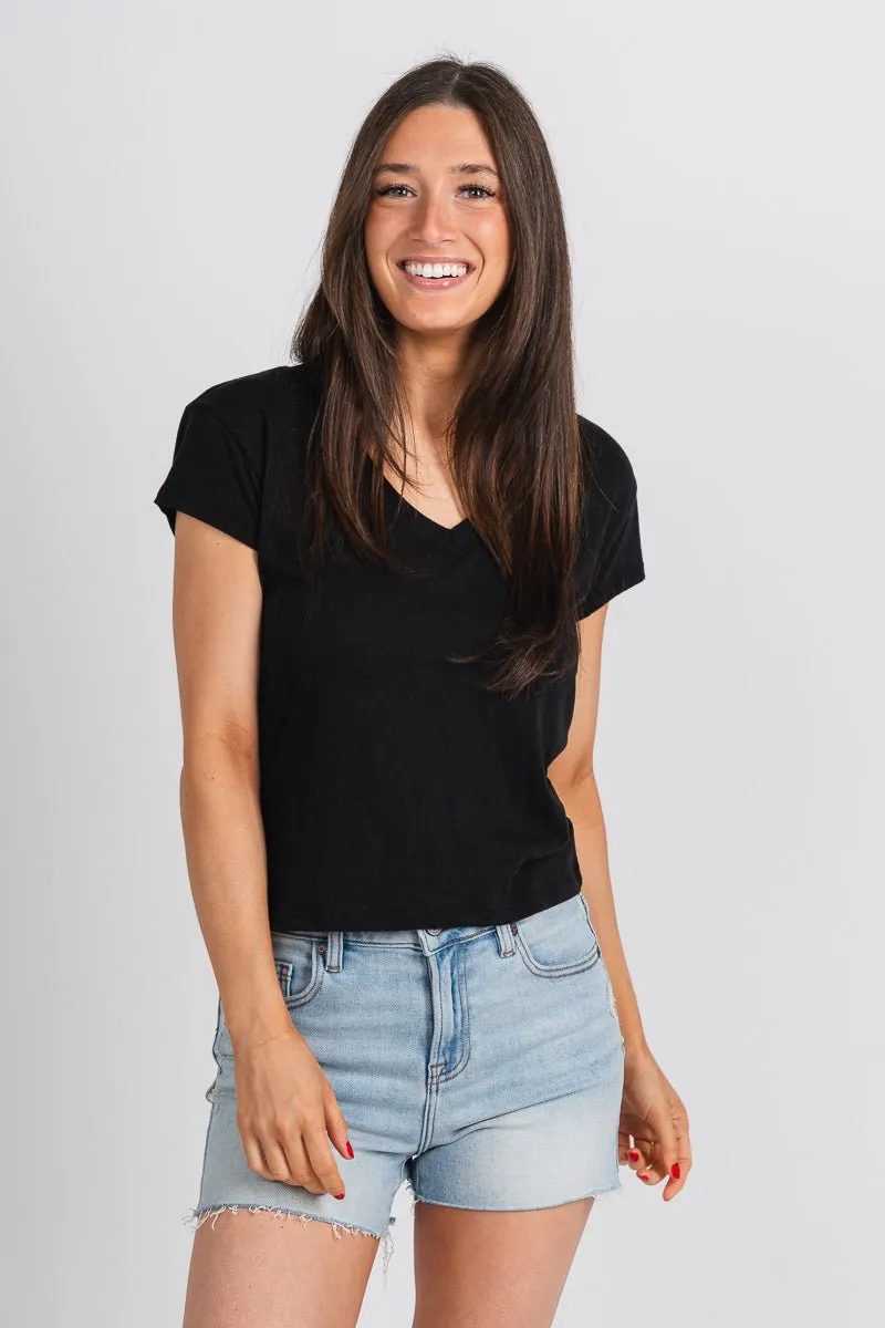 Z Supply modern tri blend v-neck tee black