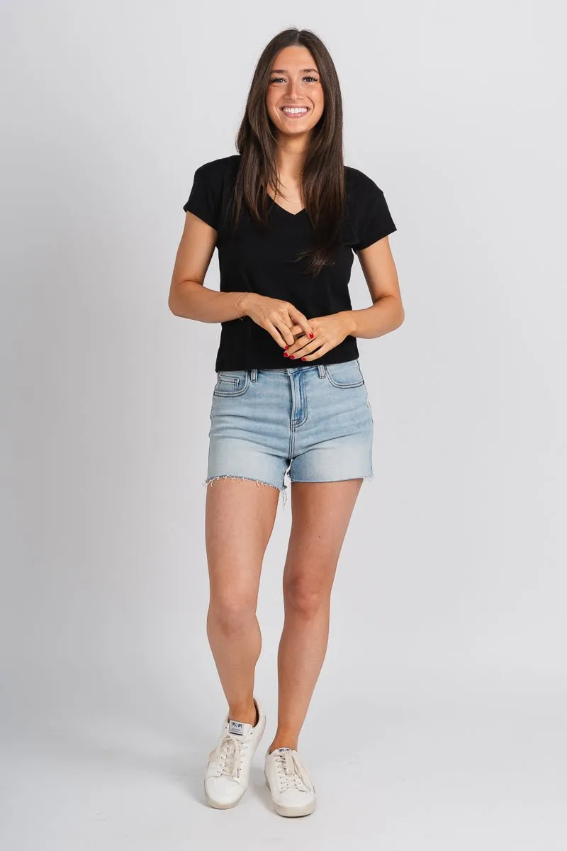 Z Supply modern tri blend v-neck tee black