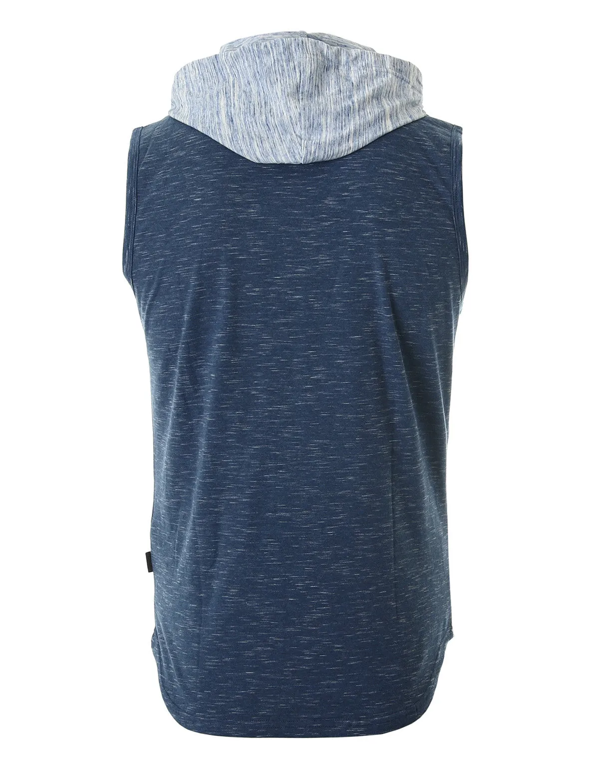 ZIMEGO Men's Color Block Sleeveless Pullover Kangaroo Pocket Workout Hooded Tank - 050