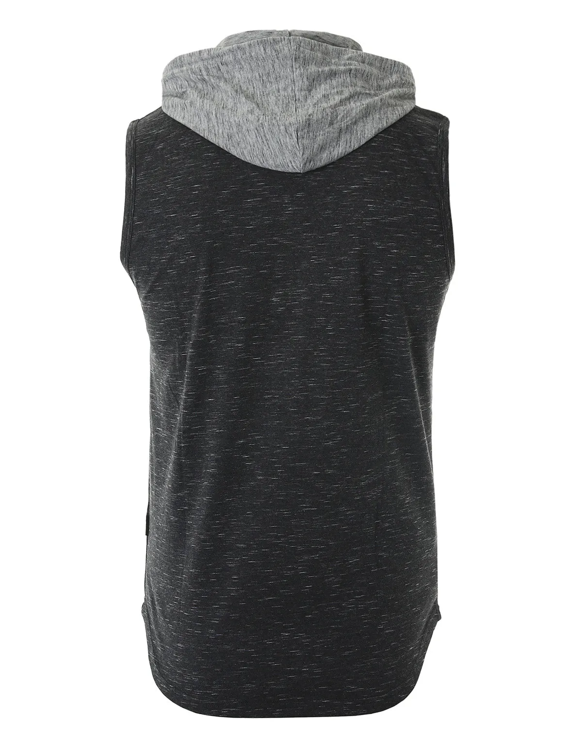 ZIMEGO Men's Color Block Sleeveless Pullover Kangaroo Pocket Workout Hooded Tank - 050